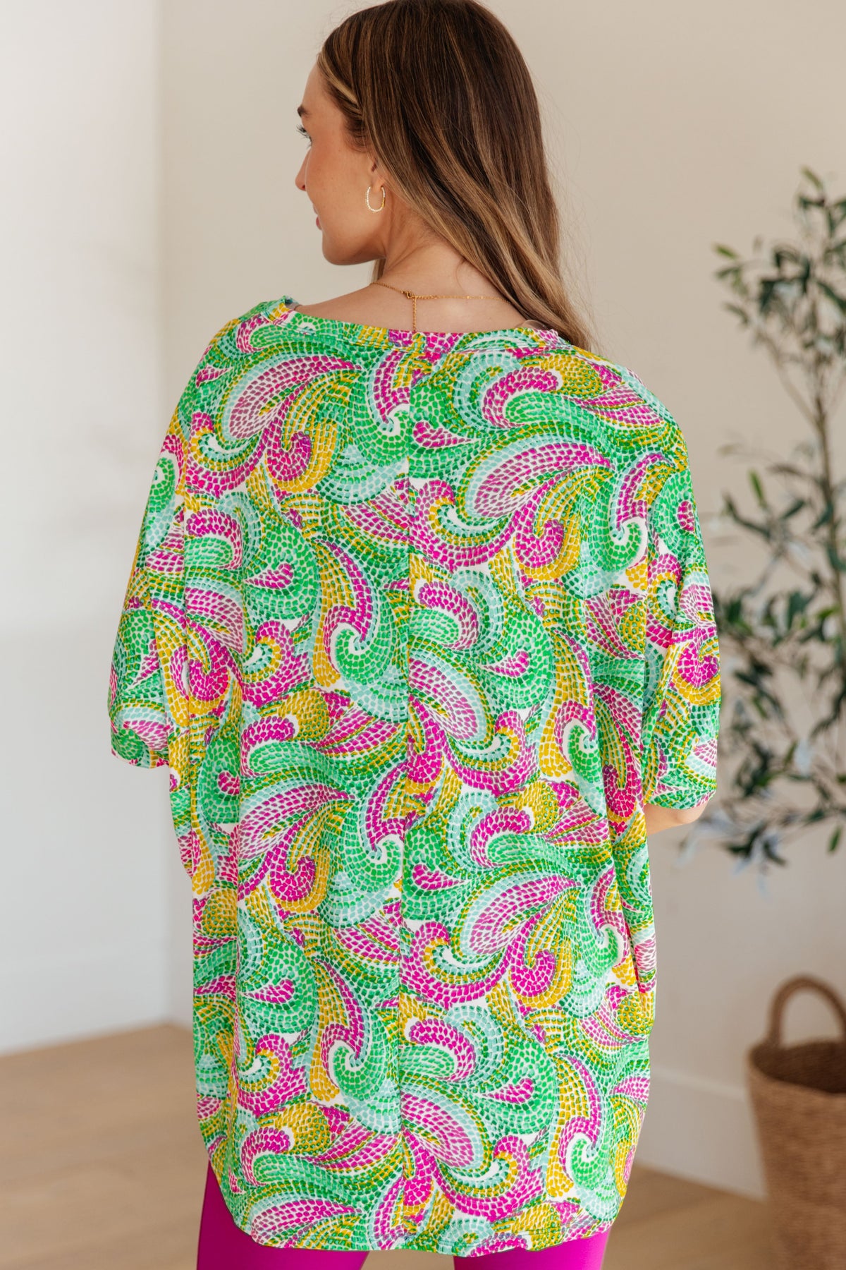 Hazel Blues® |  Essential Blouse in Painted Green and Pink