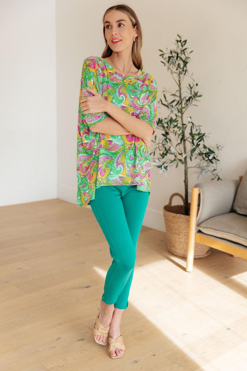 Hazel Blues® |  Essential Blouse in Painted Green and Pink