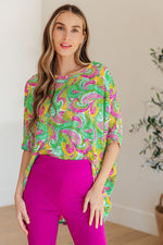 Hazel Blues® |  Essential Blouse in Painted Green and Pink