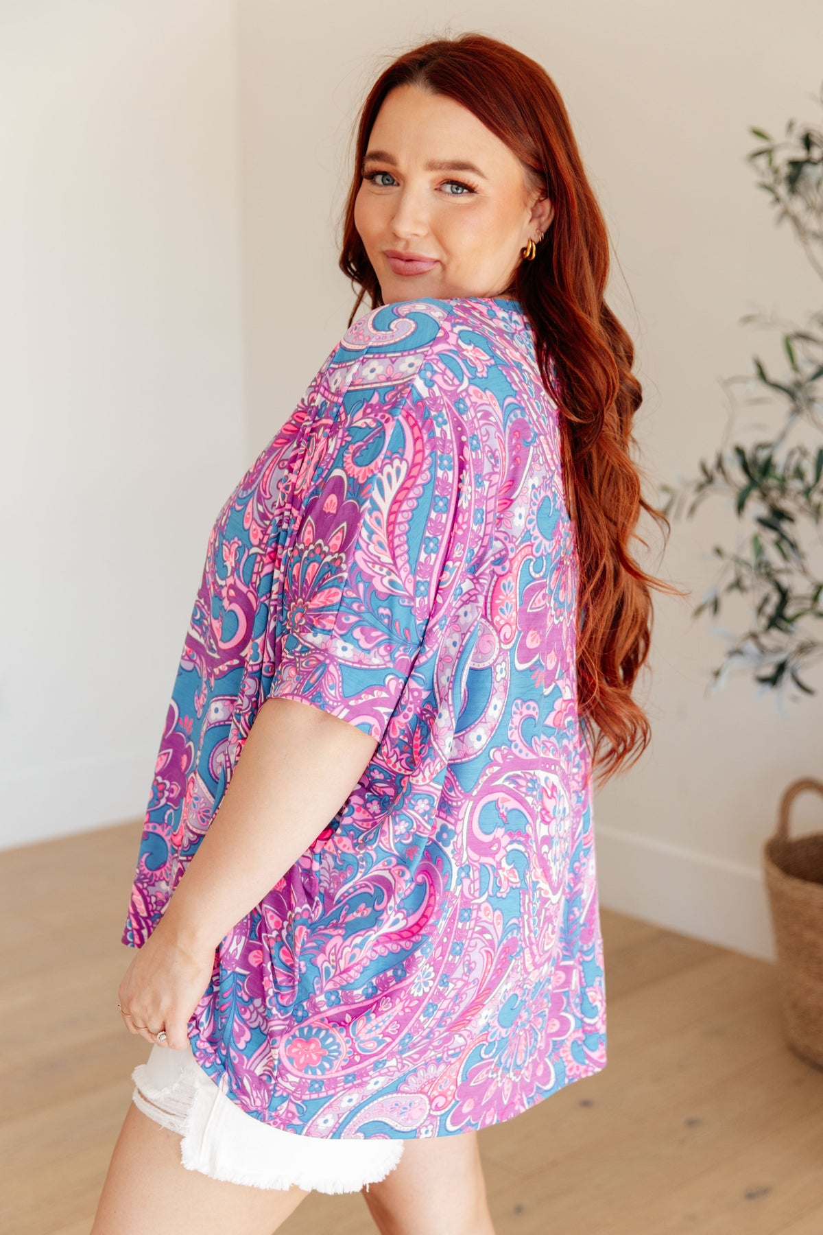 Hazel Blues® |  Essential Blouse in Purple Paisley