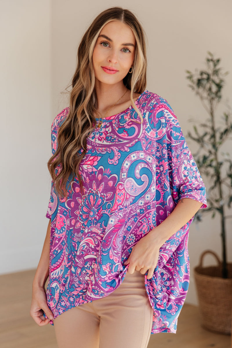 Hazel Blues® |  Essential Blouse in Purple Paisley