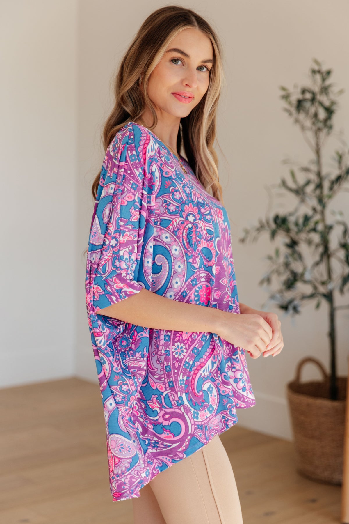 Hazel Blues® |  Essential Blouse in Purple Paisley