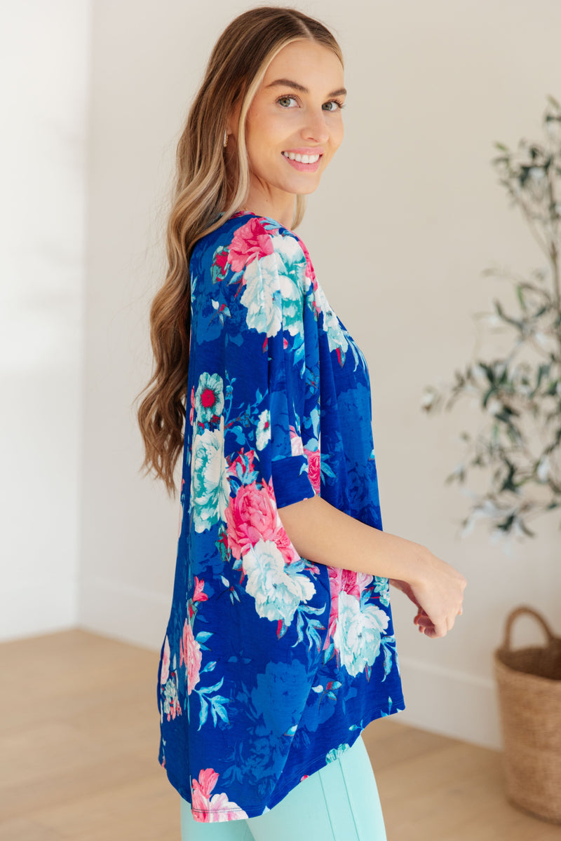 Hazel Blues® |  Essential Blouse in Royal and Pink Floral