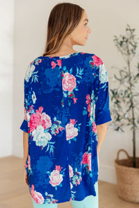 Hazel Blues® |  Essential Blouse in Royal and Pink Floral