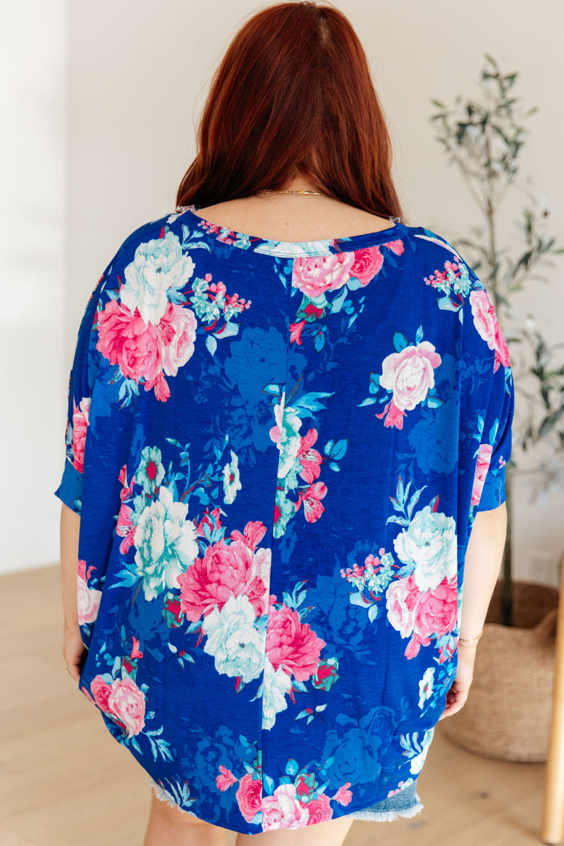 Hazel Blues® |  Essential Blouse in Royal and Pink Floral