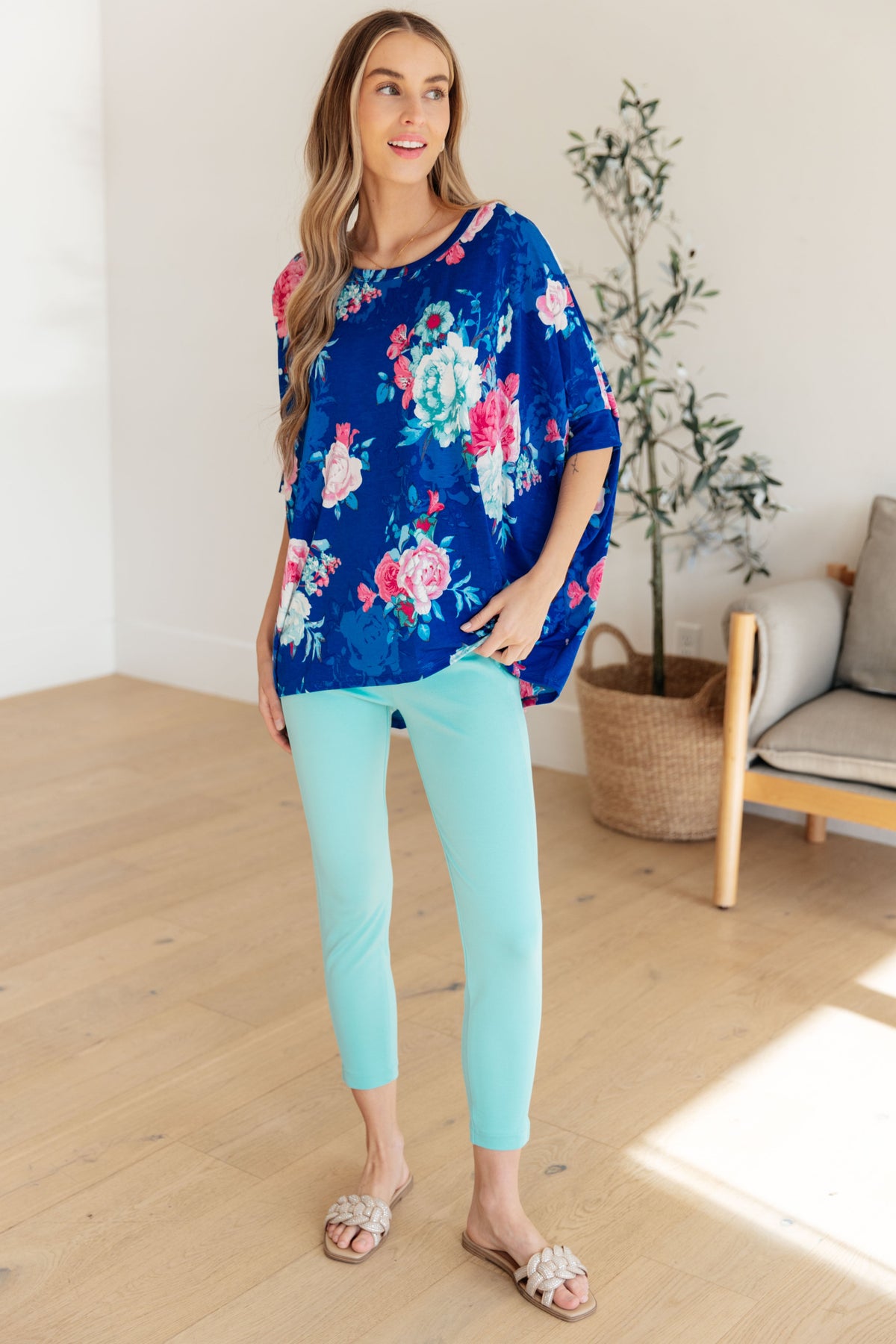 Hazel Blues® |  Essential Blouse in Royal and Pink Floral