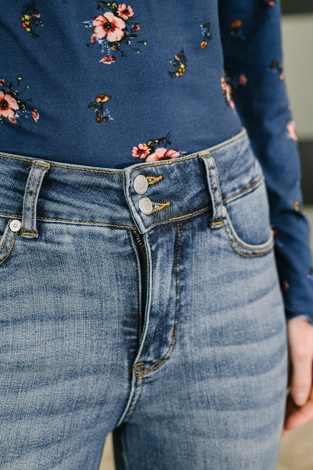 Eva High-Rise Flare Tummy Control Jeans with Double-Button Waistband