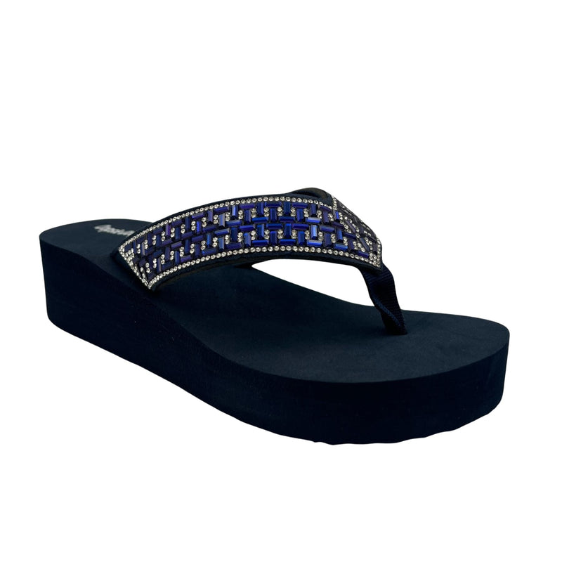 Hazel Blues® |  Evania Rhinestone Sandal in Navy