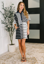 Hazel Blues® |  Everlasting Love Striped Collared Dress in Black and Navy