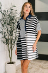 Hazel Blues® |  Everlasting Love Striped Collared Dress in Black and Navy