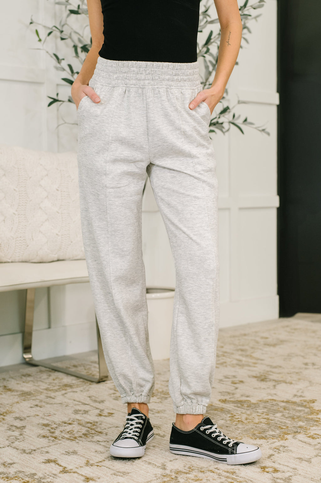 Hazel Blues® |  Every Second, Every Hour Jogger Bottoms in Heather Grey