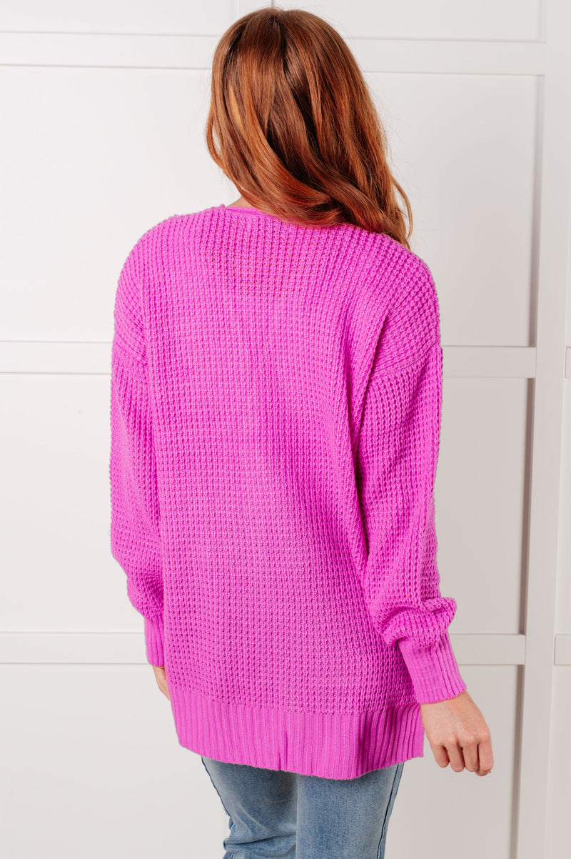 Hazel Blues® |  Everything Layer Waffle Knit Open Front Cardigan in Bright Mauve