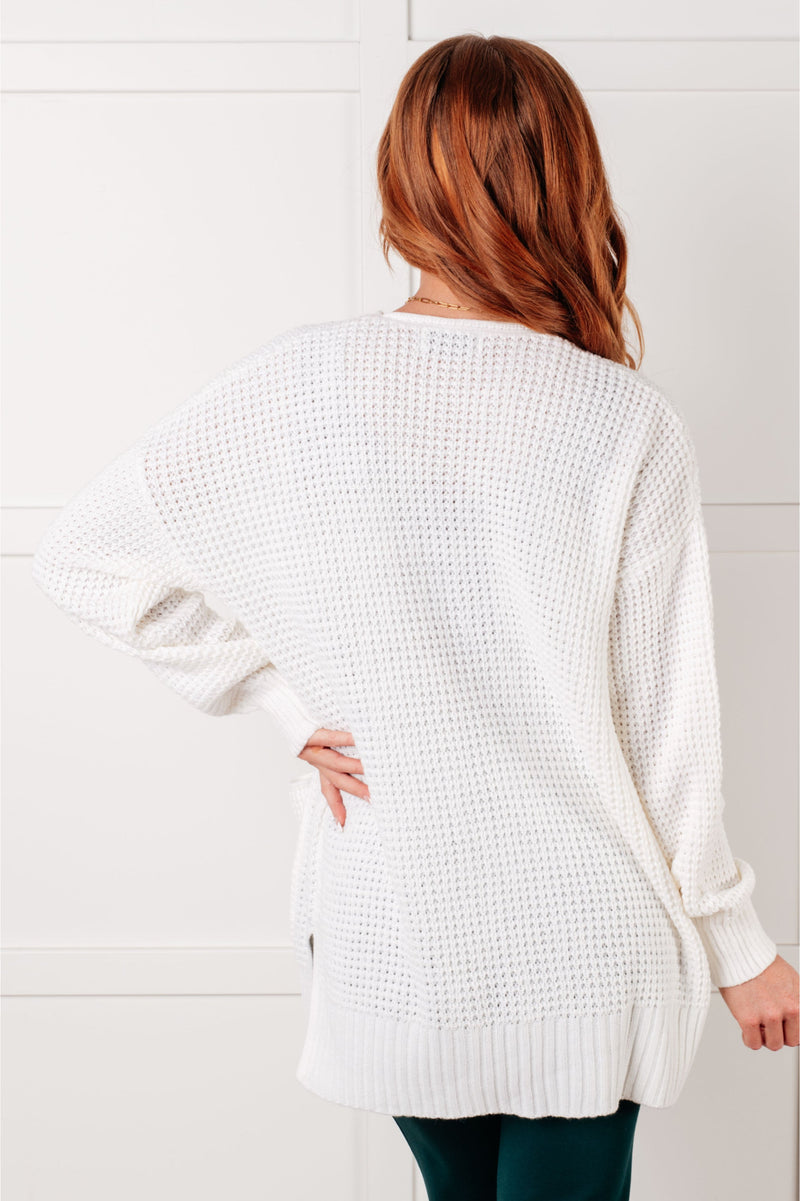 Everything Layer Waffle Knit Open Front Cardigan in Ivory