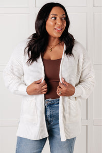 Hazel Blues® |  Everything Layer Waffle Knit Open Front Cardigan in Ivory