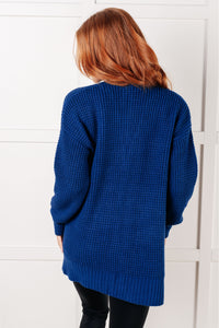 Hazel Blues® |  Everything Layer Waffle Knit Open Front Cardigan in Light Navy