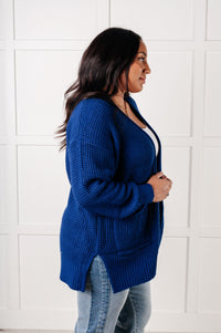 Hazel Blues® |  Everything Layer Waffle Knit Open Front Cardigan in Light Navy