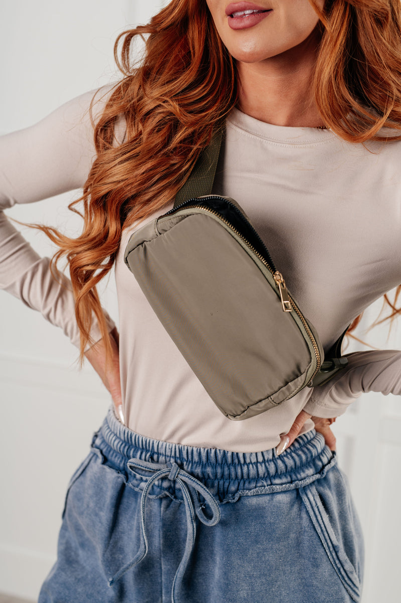 Hazel Blues® |  Everywhere I Go Crossbody Belt Bag in Olive