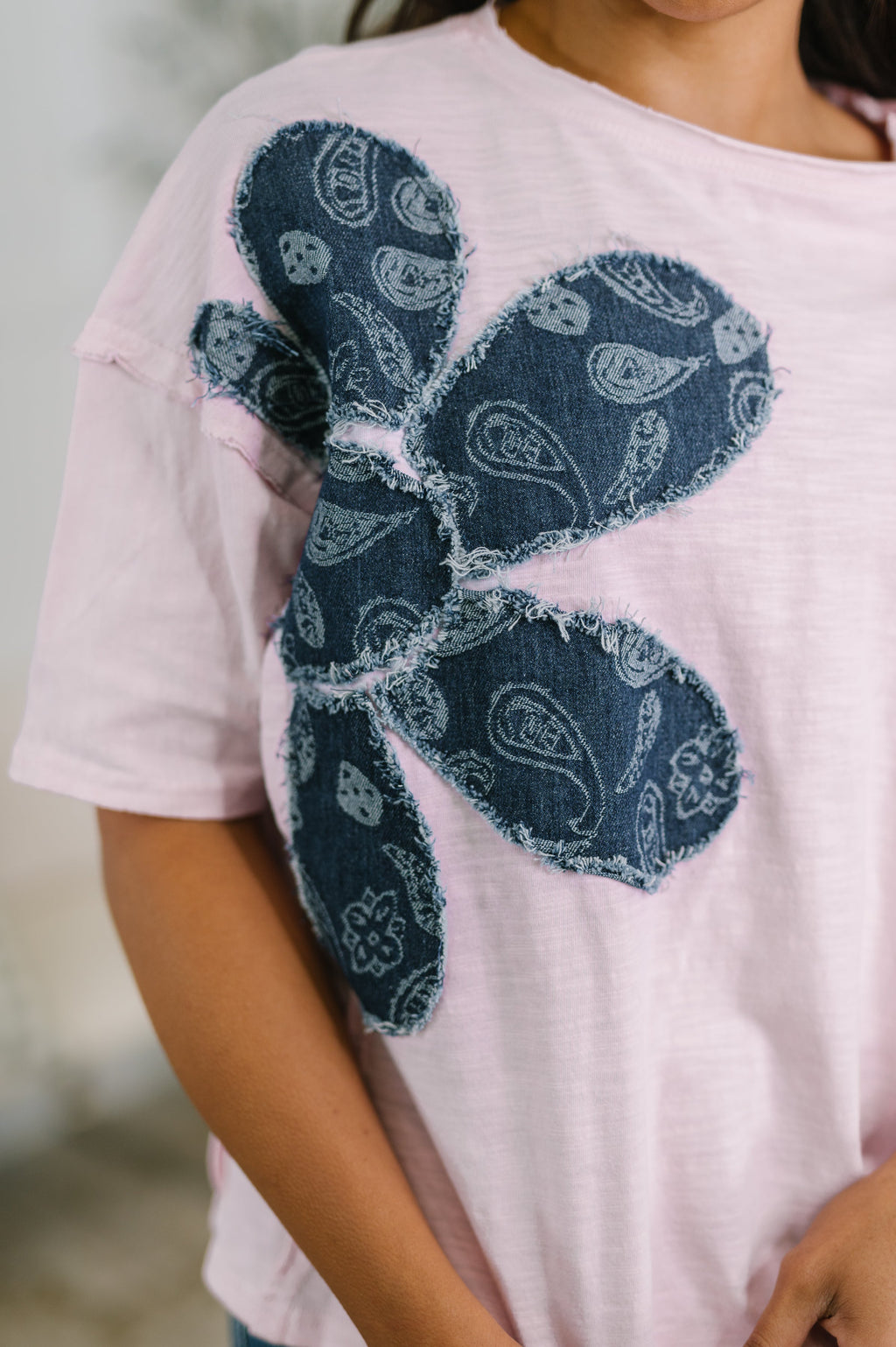 Hazel Blues® |  Exactly My Type Paisley Floral Applique Top
