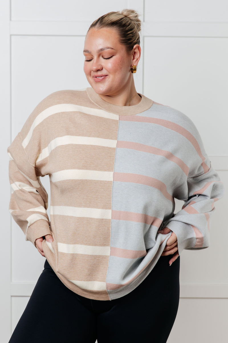 Hazel Blues® |  Exceptional Thought Striped Patchwork Sweater