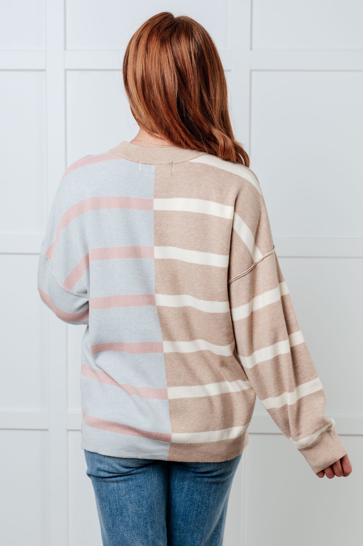 Hazel Blues® |  Exceptional Thought Striped Patchwork Sweater