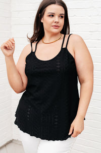 Hazel Blues® |  Eye on the Prize Eyelet Tank in Black