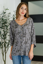 Hazel Blues® |  Falling in Deep Crinkle Woven Blouse Dune Grey