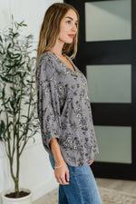 Hazel Blues® |  Falling in Deep Crinkle Woven Blouse Dune Grey