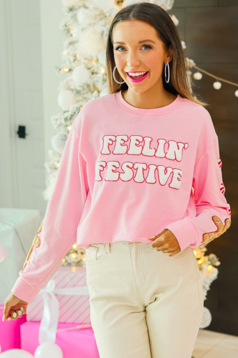 Hazel Blues® |  Feelin Festive Pink Sweater