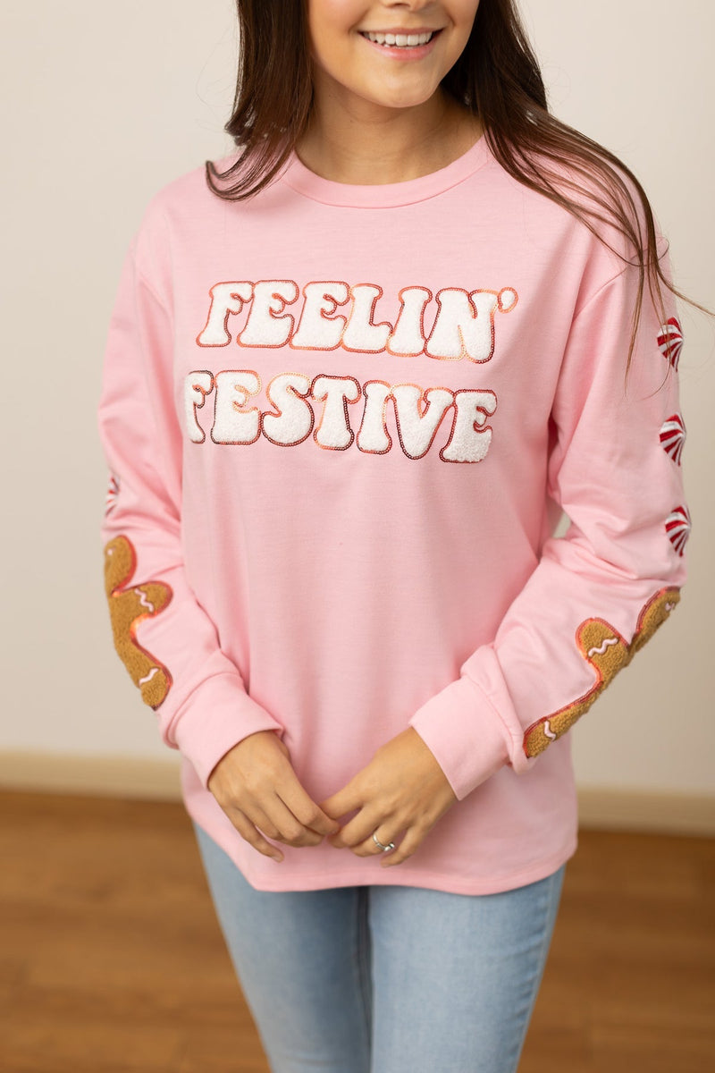 Hazel Blues® |  Feelin Festive Pink Sweater