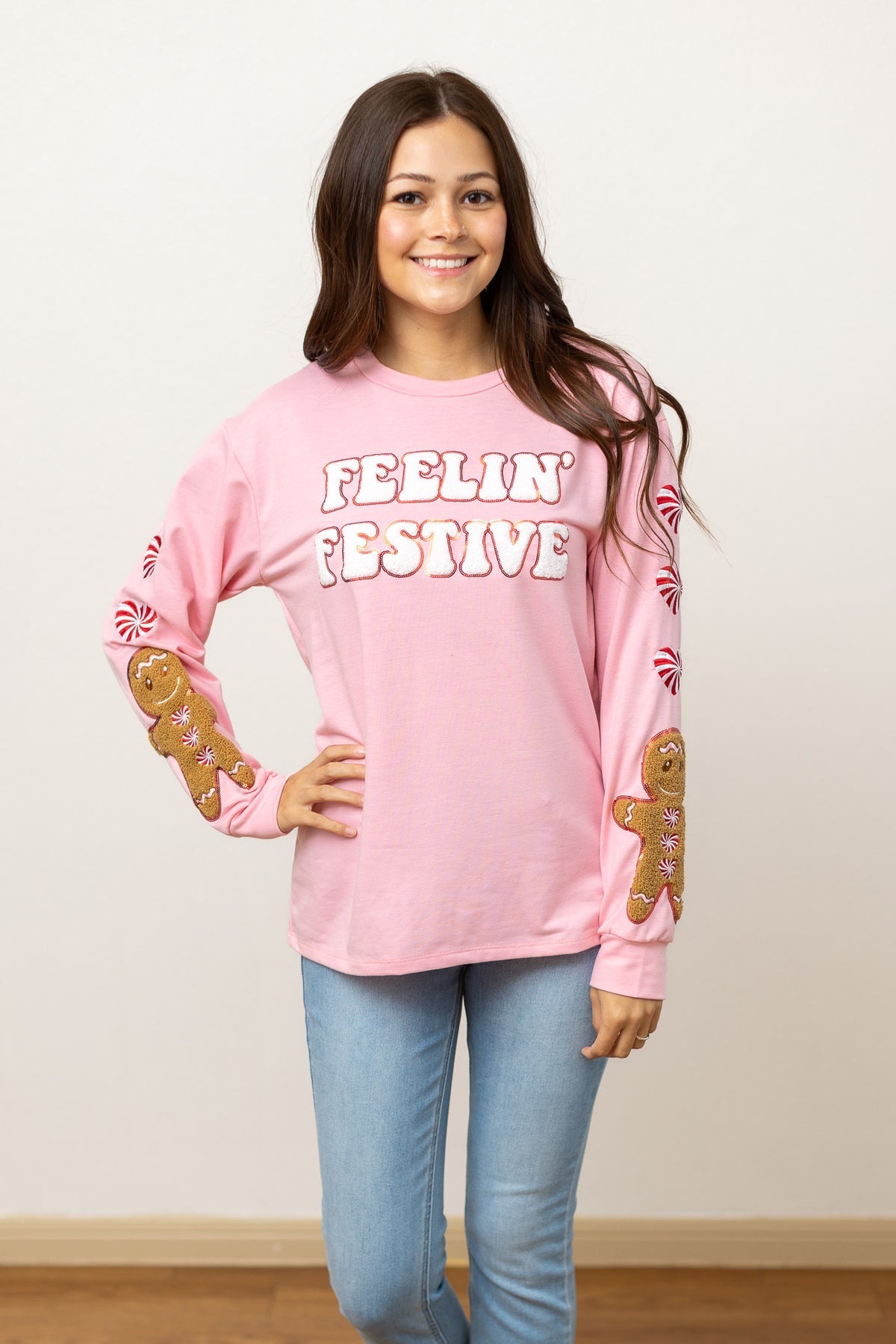 Hazel Blues® |  Feelin Festive Pink Sweater