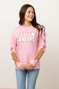 Hazel Blues® |  Feelin Festive Pink Sweater