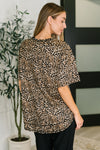 Hazel Blues® |  Feline Fine Ribbed Knit Relaxed Tee in Mocha