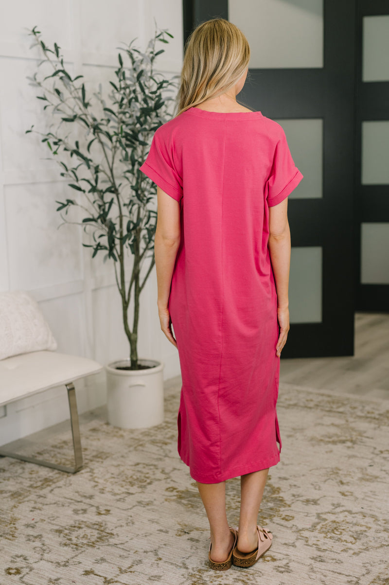 pink short sleeve midi dress Fix You Right Up Short-Sleeve in Hot A Quick Fitting Adjustment LowStock:43696882221107 Color:Azuliana cocktail parties