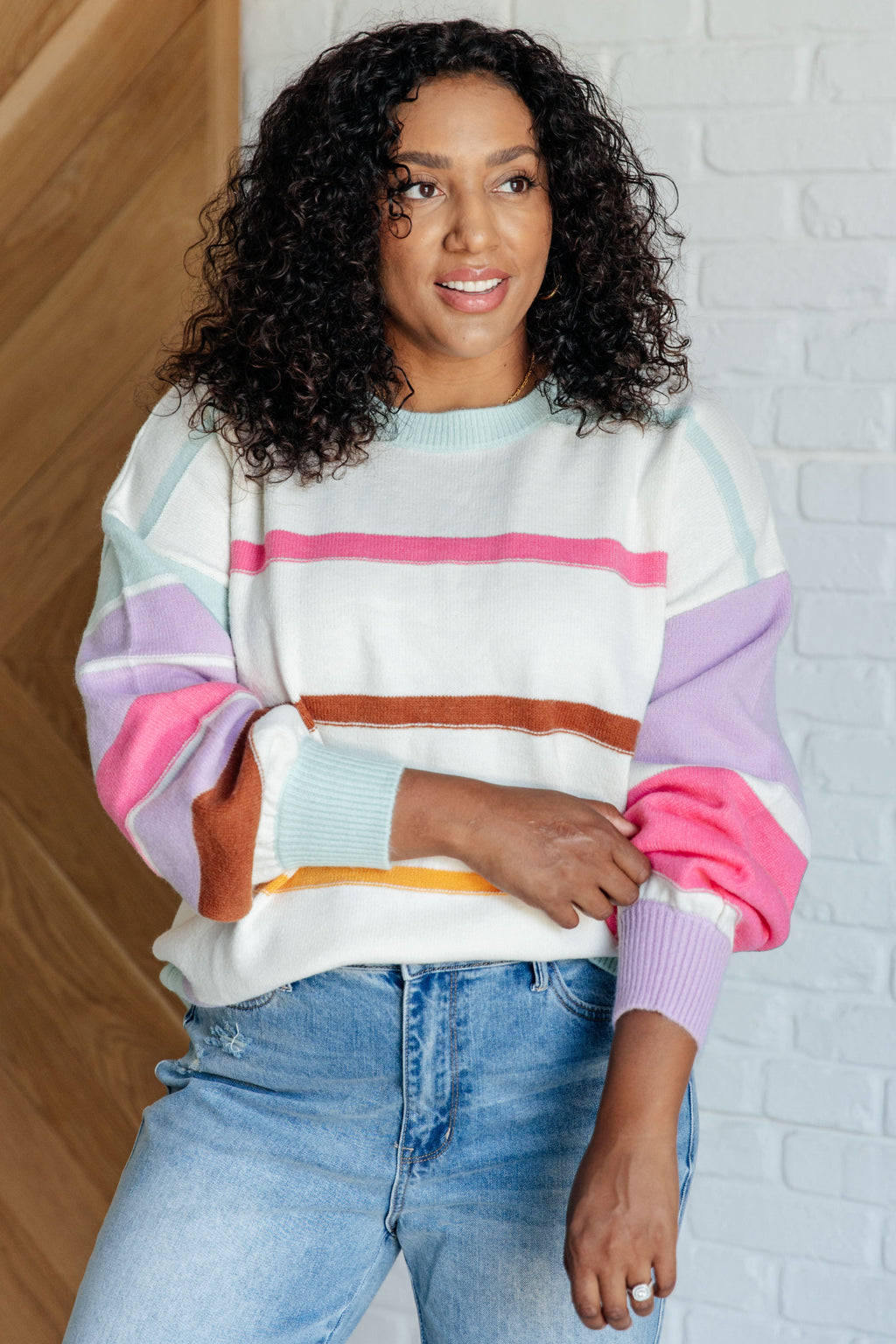Hazel Blues® |  Flawless Features Striped Sweater