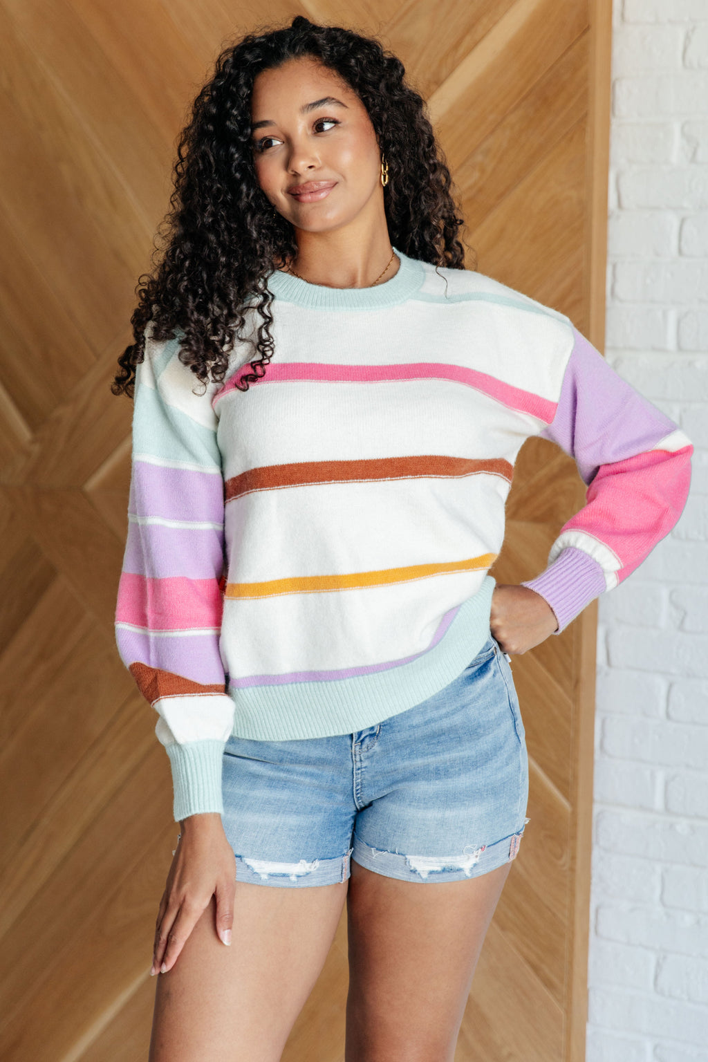 Hazel Blues® |  Flawless Features Striped Sweater