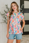 Hazel Blues® |  Flirt Alert Flutter Sleeve Top in Ivory
