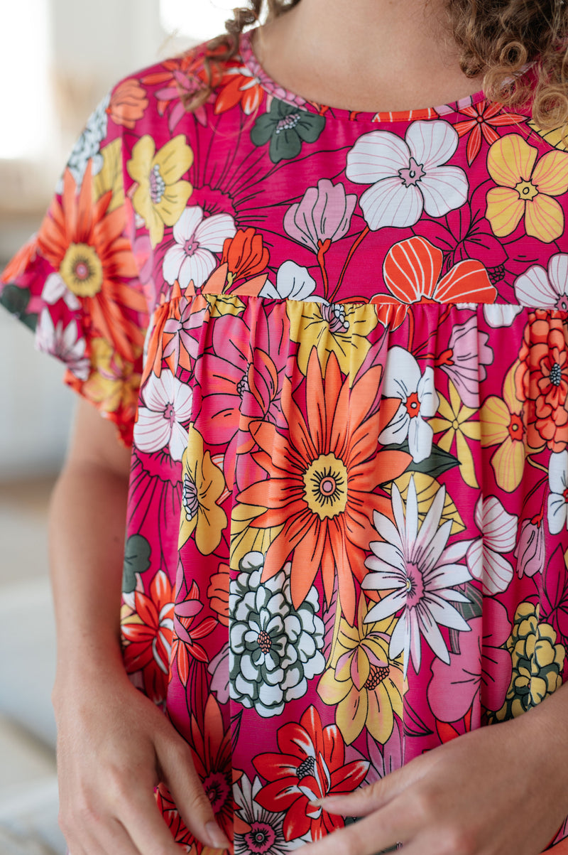 Hazel Blues® |  Flit About Floral Top in Pink