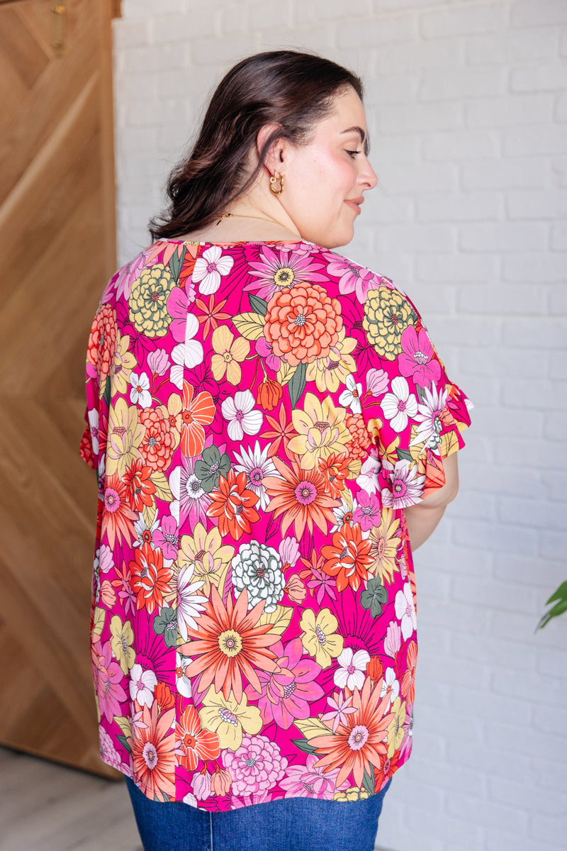 Hazel Blues® |  Flit About Floral Top in Pink