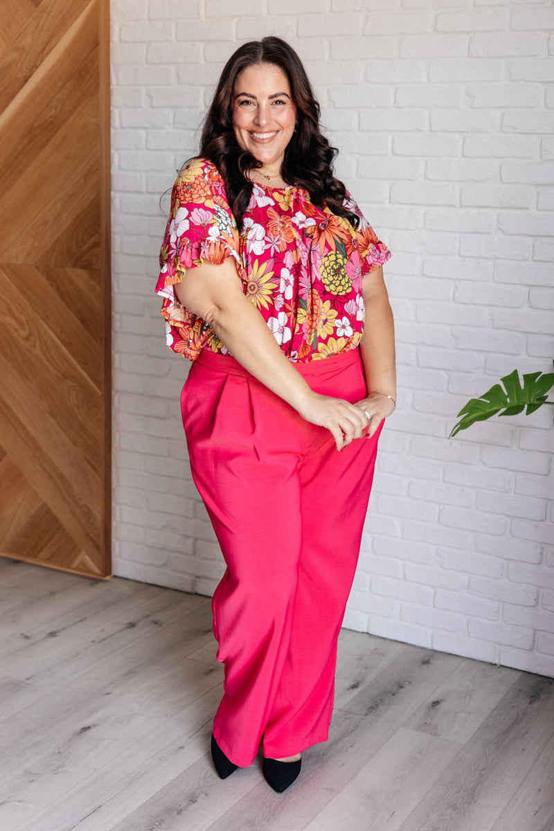 Hazel Blues® |  Flit About Floral Top in Pink