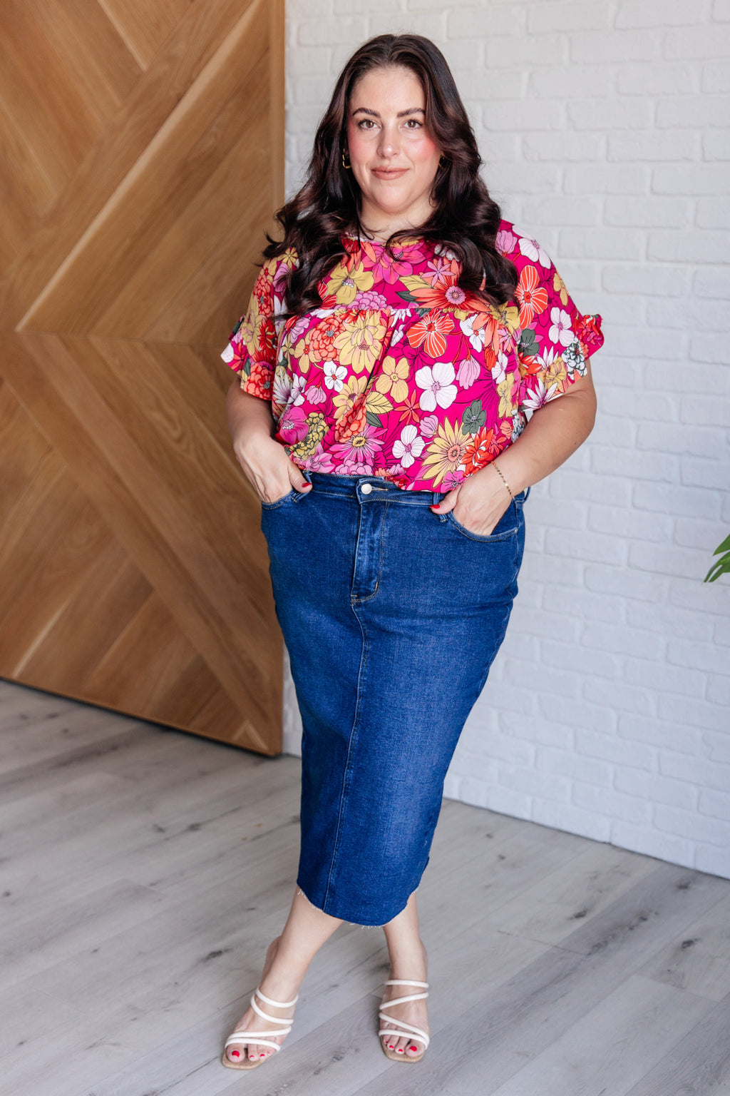 Hazel Blues® |  Flit About Floral Top in Pink
