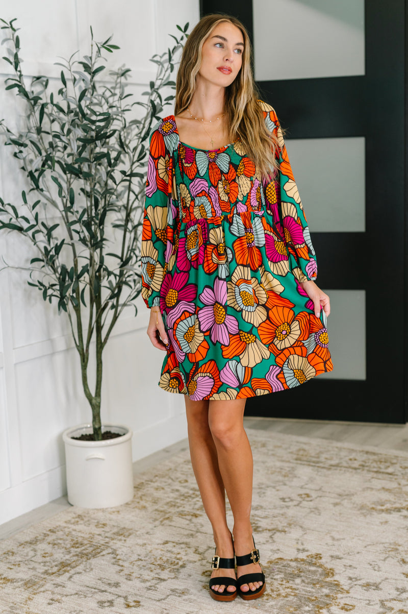 Hazel Blues® |  Floral Affairs Scoop Neck Dress