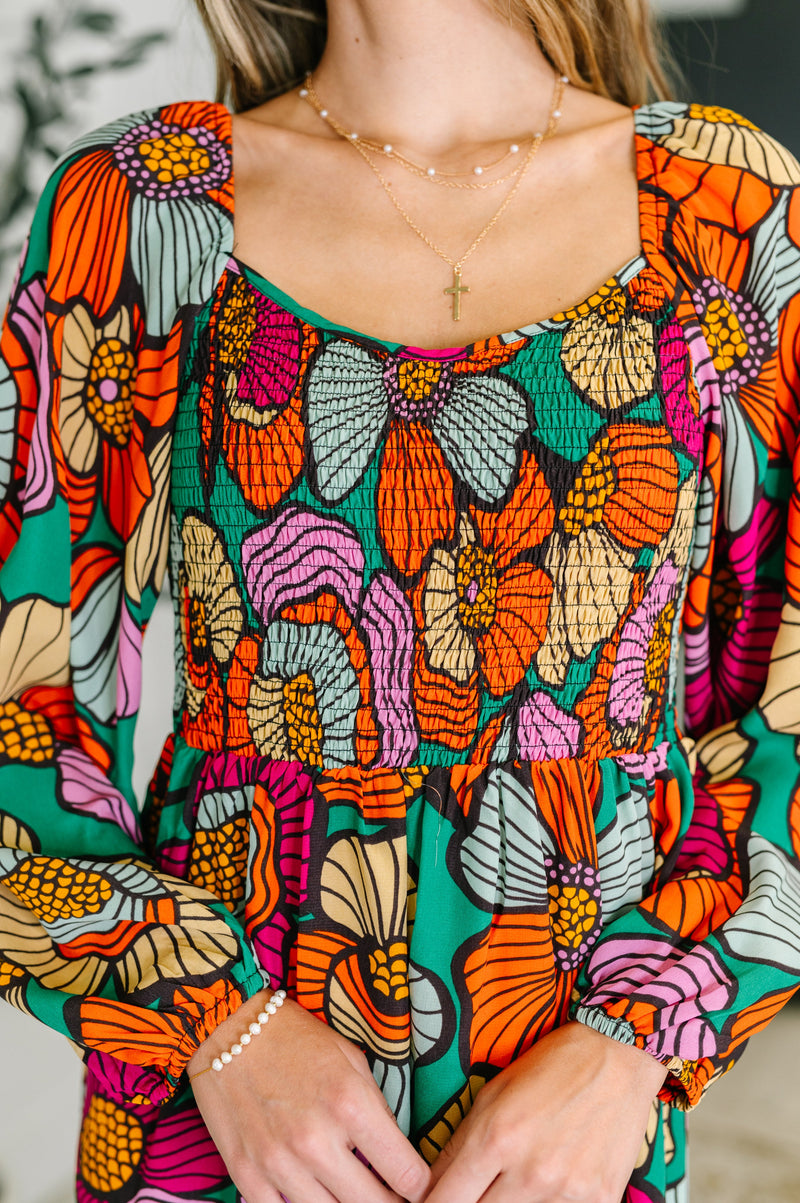 Hazel Blues® |  Floral Affairs Scoop Neck Dress