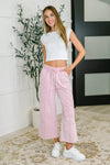 Hazel Blues® |  PREORDER: Flower Applique Cropped Flare Bottoms in Light Pink