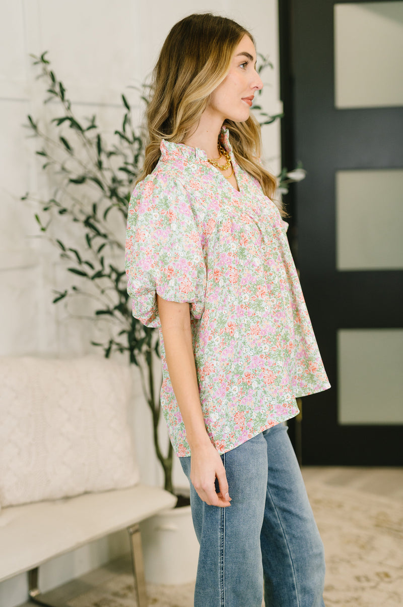 ⭐︎新品未使用⭐︎ flower couture blouse Flower Picking Ruffle Notch-Neck Blouse – Hazel Blues®