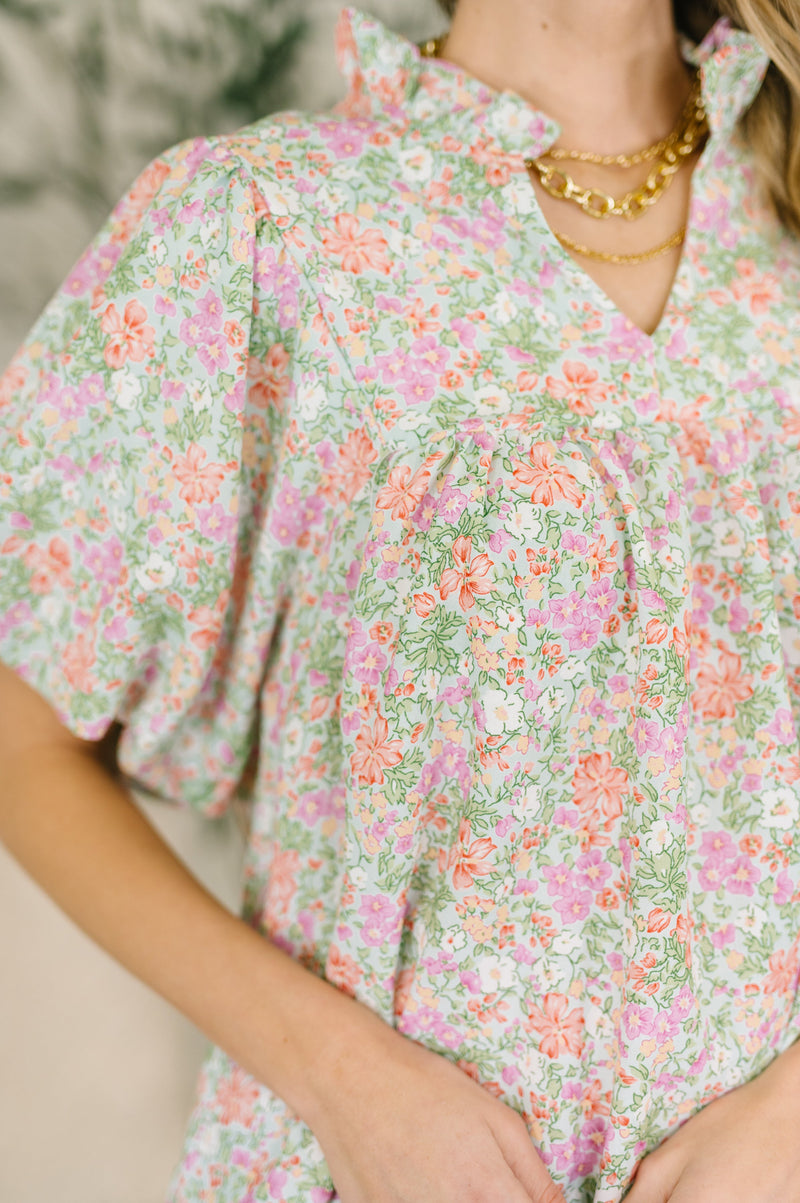 ⭐︎新品未使用⭐︎ flower couture blouse Flower Picking Ruffle Notch-Neck Blouse – Hazel Blues®