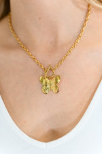 Hazel Blues® |  Flutter & Shine Butterfly Pendant Necklace in Gold