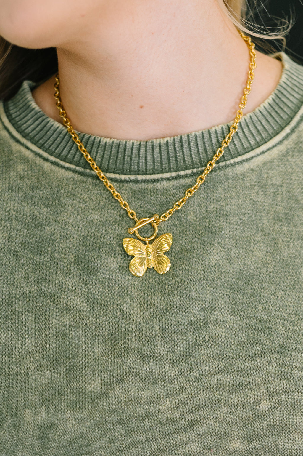 Hazel Blues® |  Flutter & Shine Butterfly Pendant Necklace in Gold