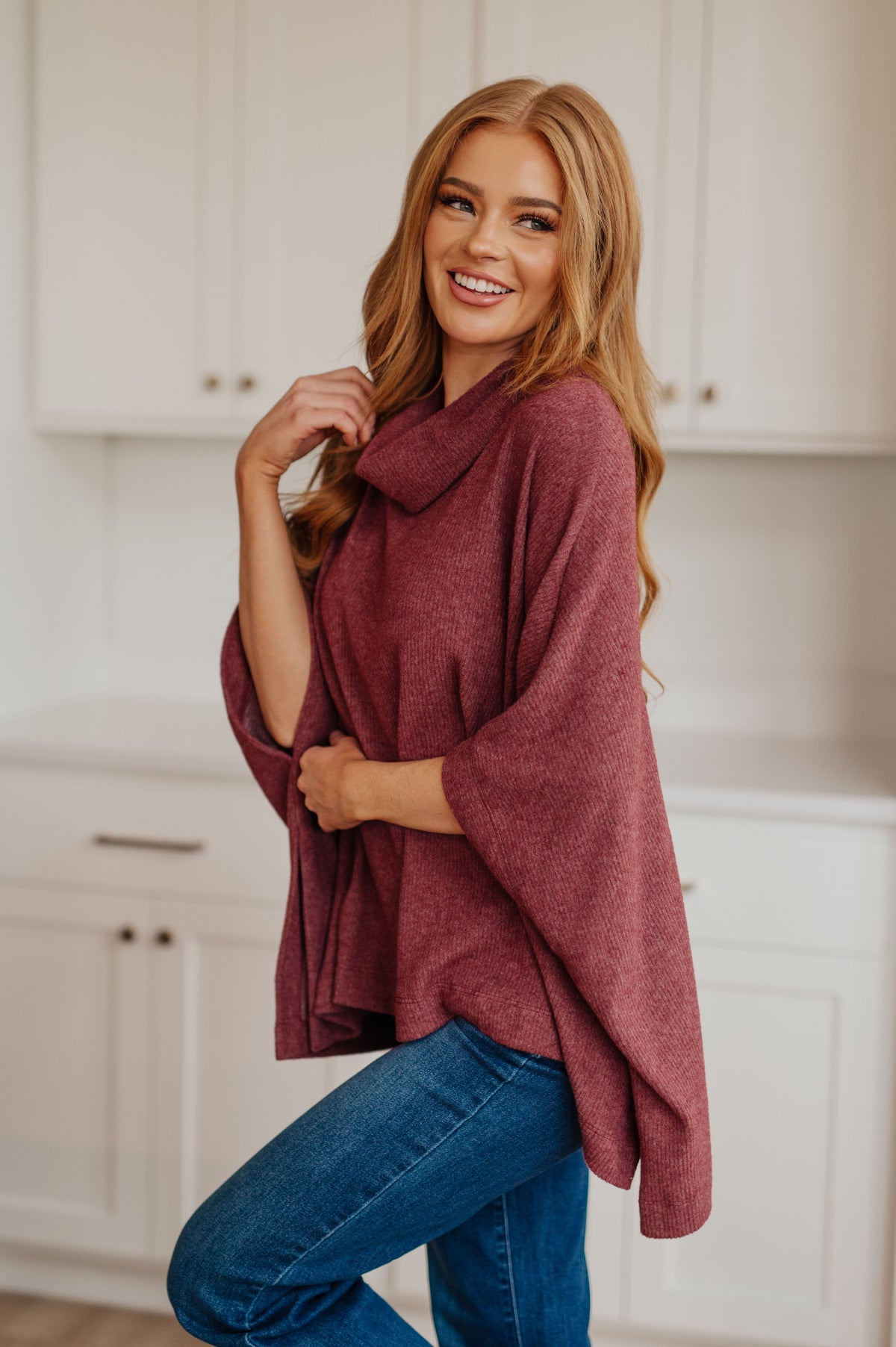 Hazel Blues® |  Forgive Me Cowl Neck Poncho