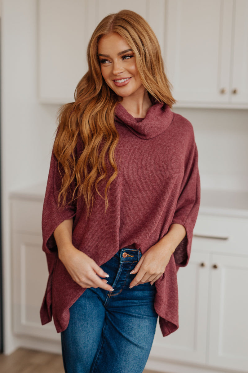 Hazel Blues® |  Forgive Me Cowl Neck Poncho