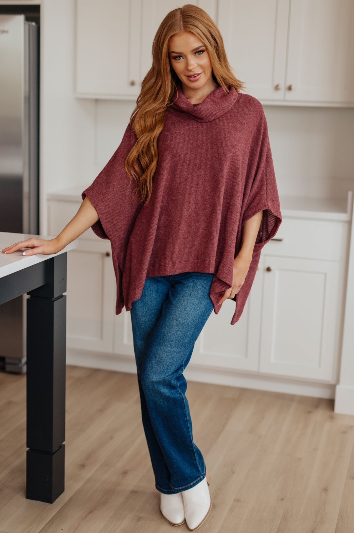 Hazel Blues® |  Forgive Me Cowl Neck Poncho